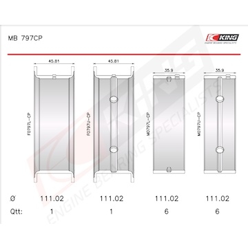 Sada ložiskových pánví pro klikový hřídel KING MB 797CP1.0