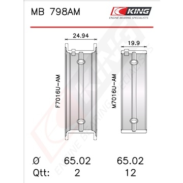 Sada ložiskových pánví pro klikový hřídel KING MB 798AM0.5