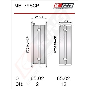 Sada ložiskových pánví pro klikový hřídel KING MB 798CP0.5