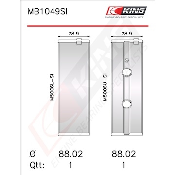 Sada ložiskových pánví pro klikový hřídel KING MB1049SI0.75