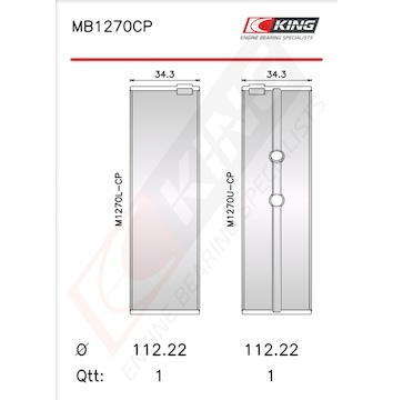Sada ložiskových pánví pro klikový hřídel KING MB1270CP0.25