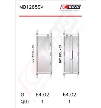 Sada ložiskových pánví pro klikový hřídel KING MB1285SV0.75
