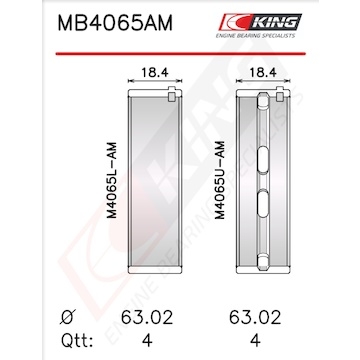 Sada ložiskových pánví pro klikový hřídel KING MB4065AM0.75