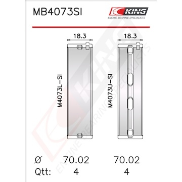 Sada ložiskových pánví pro klikový hřídel KING MB4073SI0.5