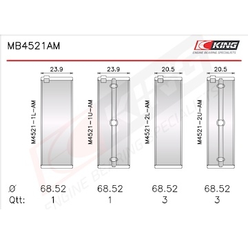 Sada ložiskových pánví pro klikový hřídel KING MB4521AM0.75