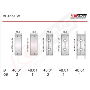 Sada ložiskových pánví pro klikový hřídel KING MB4551SM0.5