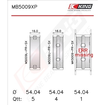 Sada ložiskových pánví pro klikový hřídel KING MB5009XP0.25