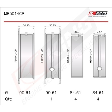 Sada ložiskových pánví pro klikový hřídel KING MB5014CP 050