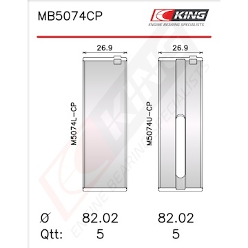Sada ložiskových pánví pro klikový hřídel KING MB5074CP1.25
