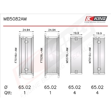 Sada ložiskových pánví pro klikový hřídel KING MB5082AM0.75