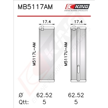Sada ložiskových pánví pro klikový hřídel KING MB5117AM0.75