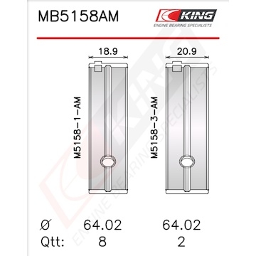 Sada ložiskových pánví pro klikový hřídel KING MB5158AM1.25