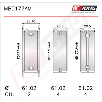 Sada ložiskových pánví pro klikový hřídel KING MB5177AM0.75