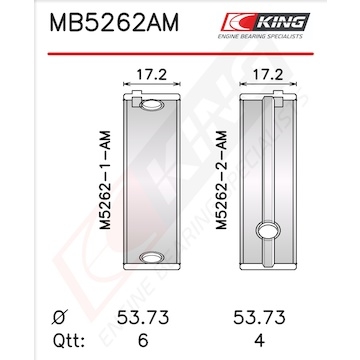 Sada ložiskových pánví pro klikový hřídel KING MB5262AM1.0