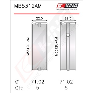 Sada ložiskových pánví pro klikový hřídel KING MB5312AM1.5