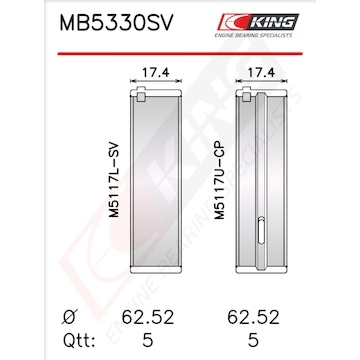 Sada ložiskových pánví pro klikový hřídel KING MB5330SV