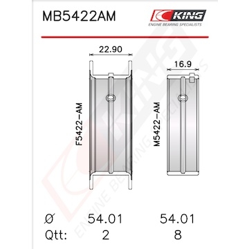 Sada ložiskových pánví pro klikový hřídel KING MB5422AM0.75