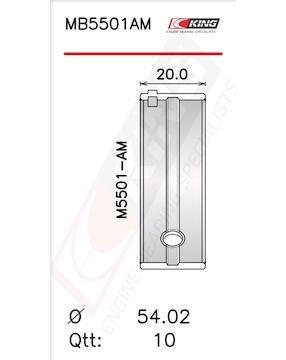 Sada ložiskových pánví pro klikový hřídel KING MB5501AM0.75