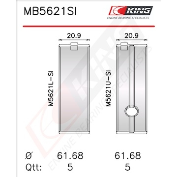 Sada ložiskových pánví pro klikový hřídel KING MB5621SI0.75