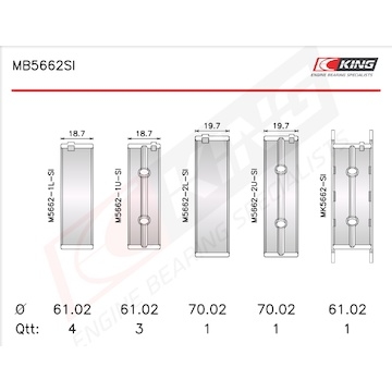 Sada ložiskových pánví pro klikový hřídel KING MB5662SI0.5