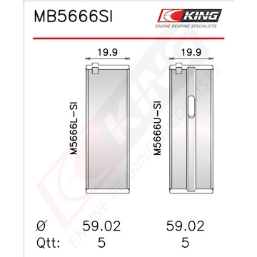 Sada ložiskových pánví pro klikový hřídel KING MB5666SI0.25