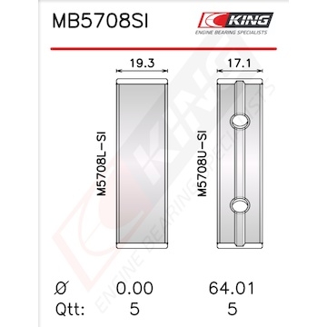 Sada ložiskových pánví pro klikový hřídel KING MB5708SI0.75