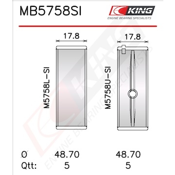 Sada ložiskových pánví pro klikový hřídel KING MB5758SI0.8