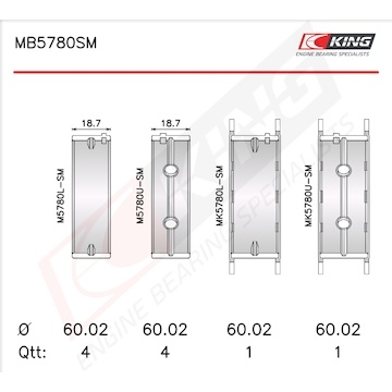 Sada ložiskových pánví pro klikový hřídel KING MB5780SM0.5