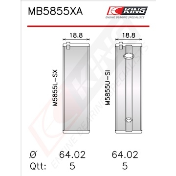 Sada ložiskových pánví pro klikový hřídel KING MB5855XA0.5