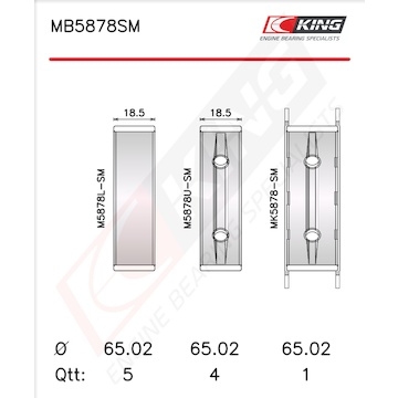 Sada ložiskových pánví pro klikový hřídel KING MB5878SM0.5