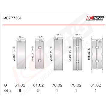Sada ložiskových pánví pro klikový hřídel KING MB7776SI0.75