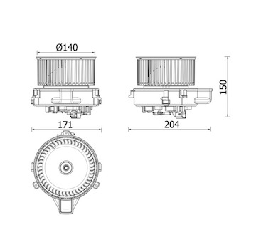 vnitřní ventilátor MAHLE ORIGINAL AB 284 000P