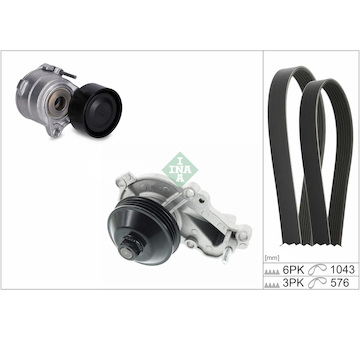 Vodní pumpa + klínový žebrový řemen INA 529 0604 30