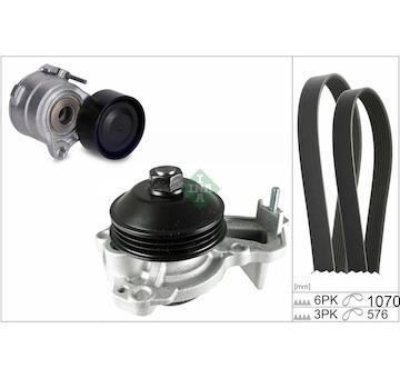 Vodní pumpa + klínový žebrový řemen INA 529 0605 30