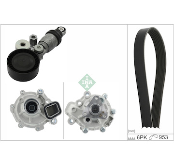 Vodní pumpa + klínový žebrový řemen INA 529 0608 30