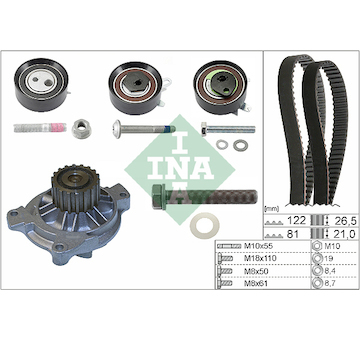 Vodní pumpa + sada ozubeného řemene INA 530 0484 31