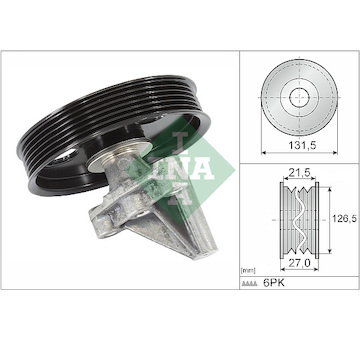 Vratná/vodicí kladka, klínový žebrový řemen INA 532 0354 10
