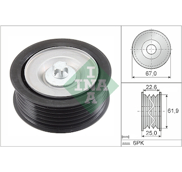 Vratná/vodicí kladka, klínový žebrový řemen INA 532 0866 10