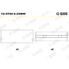 Hlavní ložiska klikového hřídele GLYCO 72-4760 0.25mm