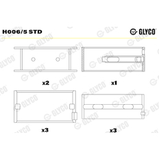 Hlavní ložiska klikového hřídele GLYCO H006/5 STD