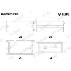 Hlavní ložiska klikového hřídele GLYCO H023/7 STD
