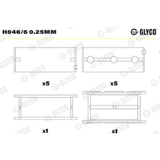 Hlavní ložiska klikového hřídele GLYCO H046/6 0.25mm