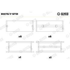 Hlavní ložiska klikového hřídele GLYCO H075/7 STD