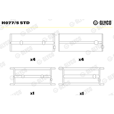 Hlavní ložiska klikového hřídele GLYCO H077/5 STD