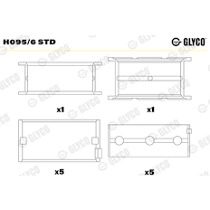 Hlavní ložiska klikového hřídele GLYCO H095/6 STD