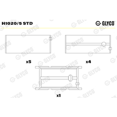 Hlavní ložiska klikového hřídele GLYCO H1020/5 STD