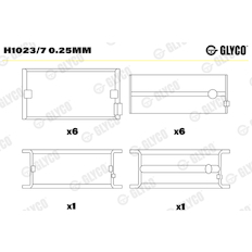 Hlavní ložiska klikového hřídele GLYCO H1023/7 0.25mm
