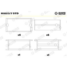 Hlavní ložiska klikového hřídele GLYCO H1023/7 STD