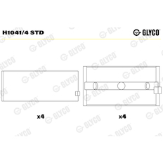 Hlavní ložiska klikového hřídele GLYCO H1041/4 STD