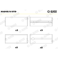 Hlavní ložiska klikového hřídele GLYCO H1048/5 STD